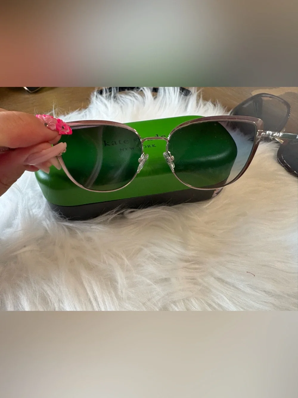 kate spade Silver Frame Sunglasses with Blue Gradient Lenses
